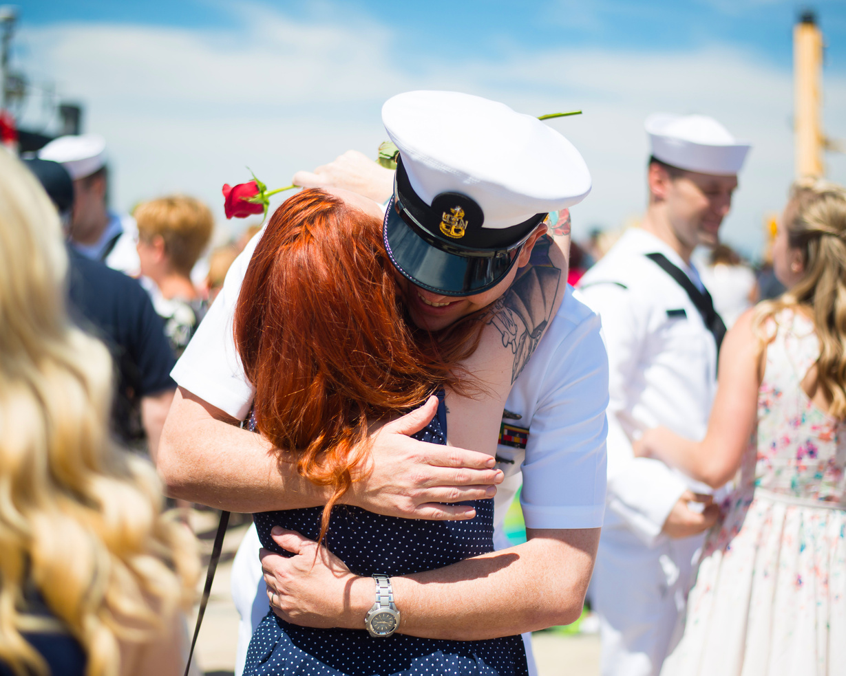 Navy Veteran Hugging a Loved One